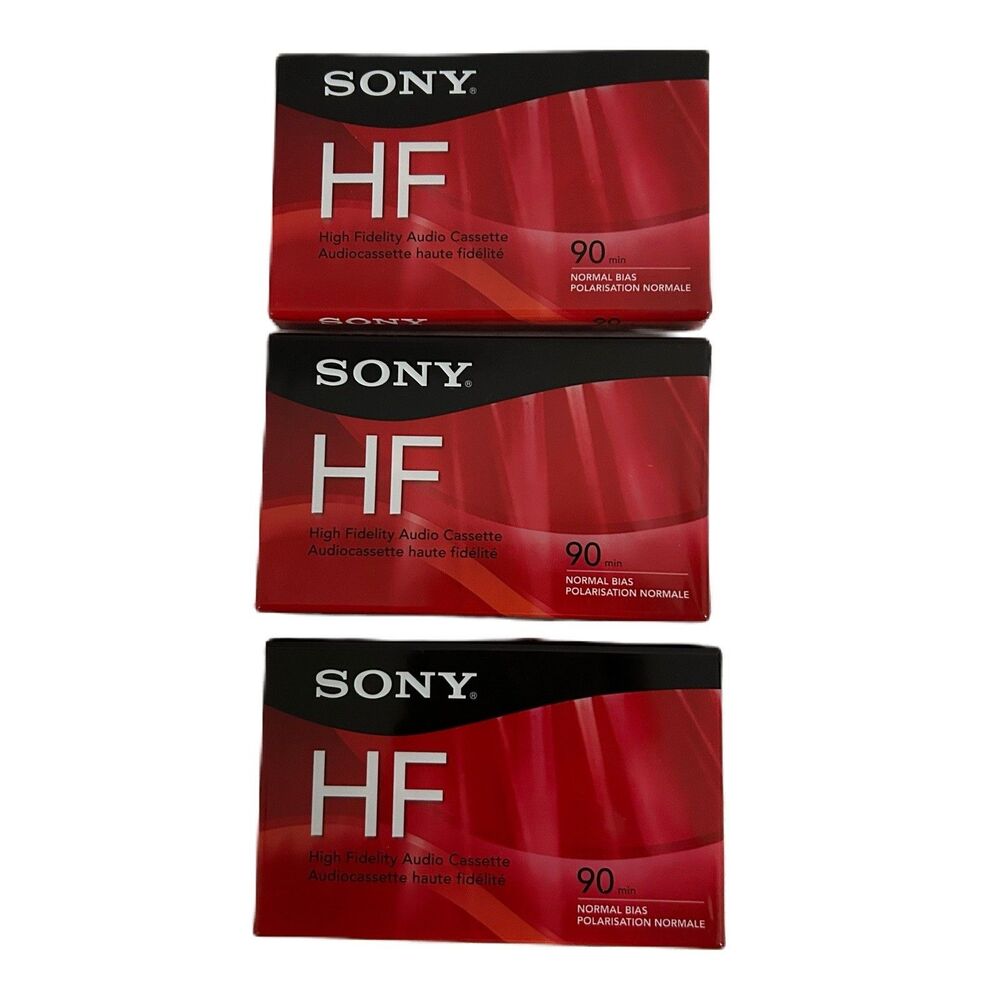 Sony HF 90 minute Audio Cassettes NEW UNOPENED Lot Of 3 Normal bias Blank Sealed